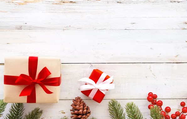 Picture berries, New year, Decoration, Holiday, Bumps, Gifts, Fir-tree branches