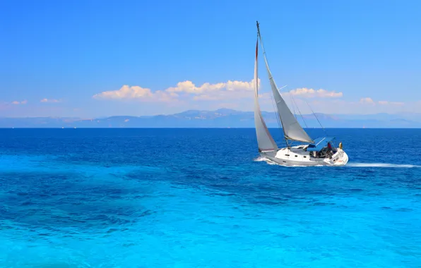 The way, mood, the ocean, the wind, yacht, sails