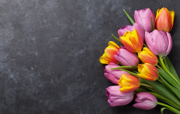 Picture flowers, bouquet, colorful, tulips, pink, flowers, tulips, spring