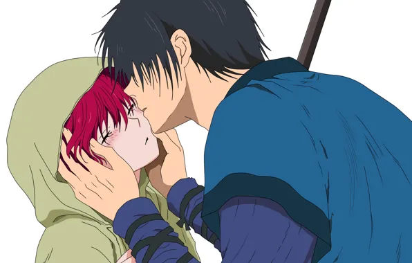 Love, romance, tenderness, kiss, anime, art, akatsuki no yona, Hack