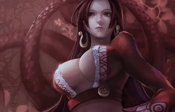 Chest, girl, earrings, art, one piece, boa hancock