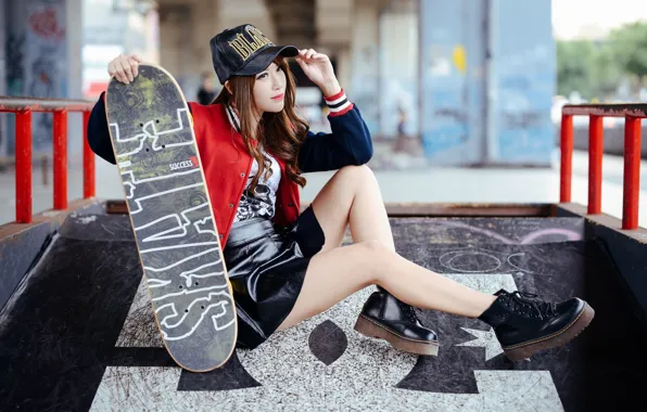 Picture pose, model, skirt, portrait, makeup, shoes, Mike, jacket