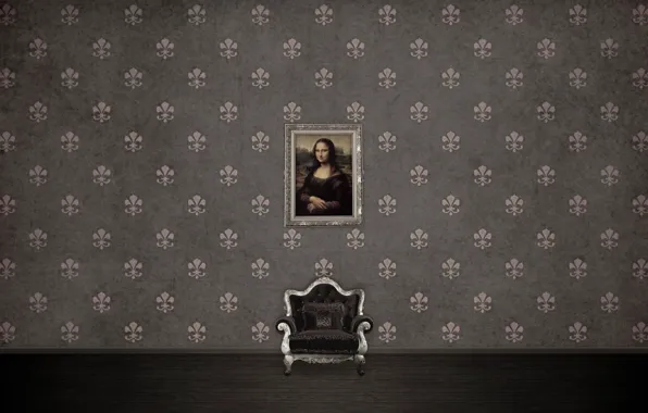 Patterns, picture, texture, chair, mona lisa, texture, patterns, 2560x1600