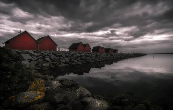 Picture night, shore, house