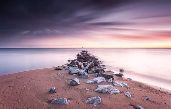 Sea, sunset, shore, United States, Maryland, Anne Arundel