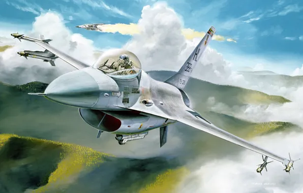 Picture aviation, the plane, figure, fighter, F-16, F-16
