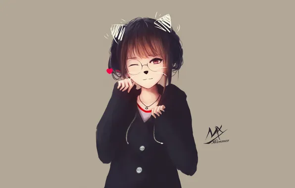 Background, girl, kitty