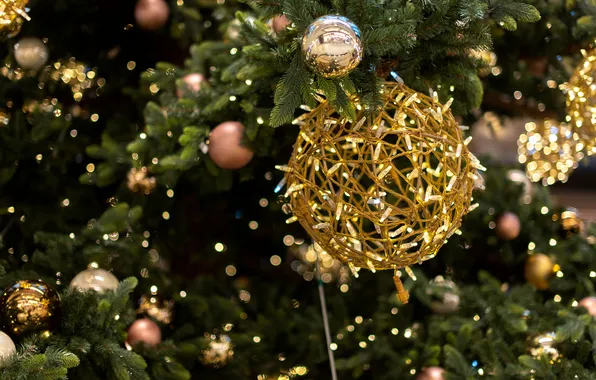 Balls, branches, ball, ball, Christmas, New year, needles, garland