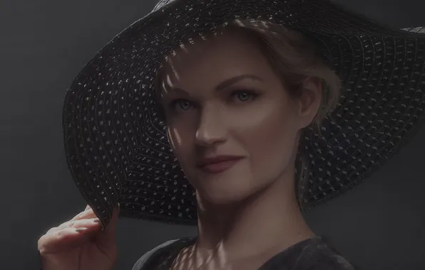Portrait, hat, Olya, Evgeny Pimenov