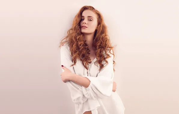 Picture beauty, redhead, look, actress, Sophie Turner