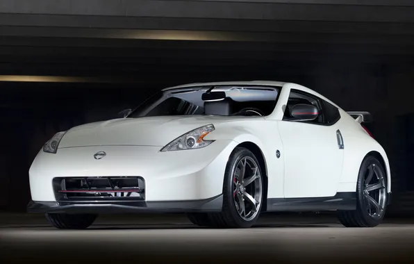 Machine, white, Nissan, the front, Nismo, Nissan 370Z