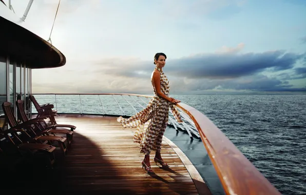 Picture sea, girl, the way, mood, the wind, yacht, journey
