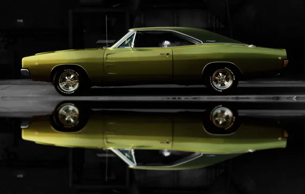 Picture reflection, 1969, Dodge, drives, Dodge, Charger, muscle car