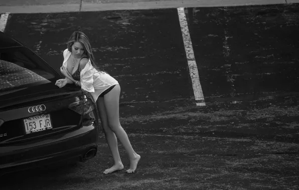 Auto, Audi, Erotic, beautiful girl, posing on the car, LindaTom