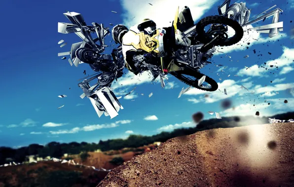 Abstraction, jump, motorcycle