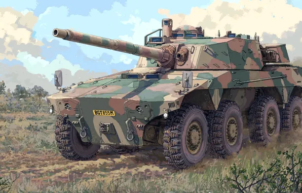 Picture Reumech OMC, South African military reconnaissance vehicle, Rooikat, South Africa, tank fighter, Caracal