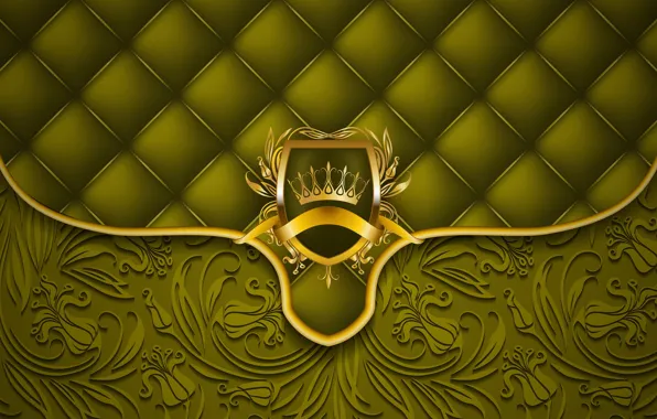 Picture green, retro, background, gold, texture, ornament, vintage