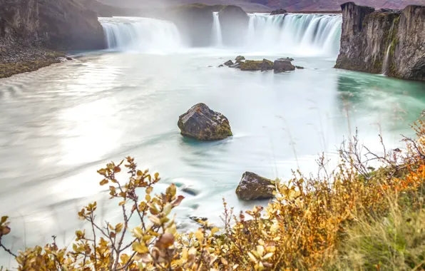Wallpaper Iceland, river, waterfall