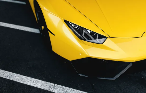 Lamborghini, Front, Yellow, Supercar, Wheels, Huracan, LP610-4