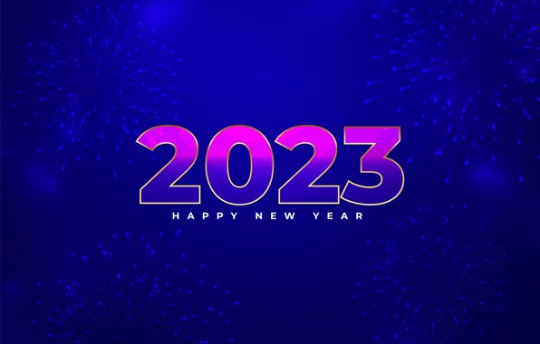 The sky, night, lights, the inscription, salute, figures, New year, fireworks