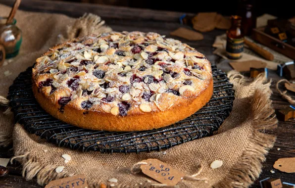 Cherry, pie, cakes, almonds
