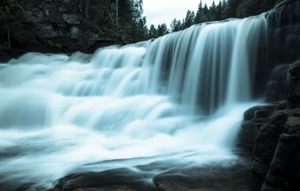 Nature, rocks, shore, waterfall, stream