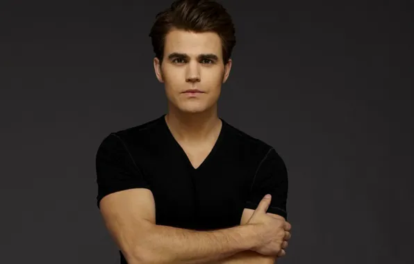Picture grey, background, actor, male, the series, The Vampire Diaries, The vampire diaries, Paul Wesley