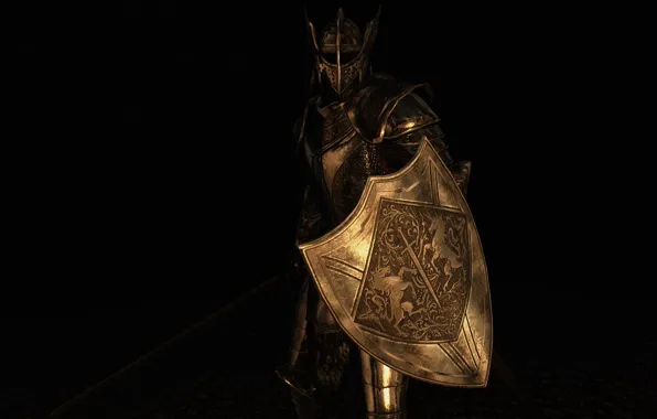 Picture rendering, background, sword, armor, warrior, helmet, shield