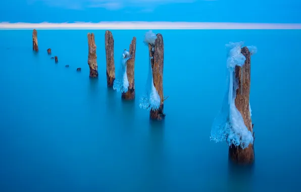 Ice, frozen, Lake Michigan