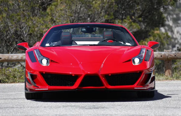 Picture machine, red, lights, Ferrari, 458, the front, Mansory, Spider