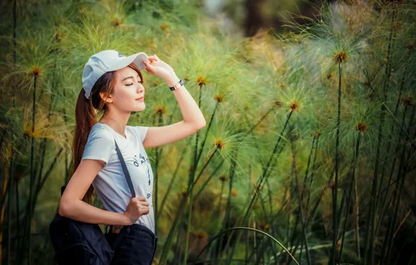 Picture girl, cap, Asian