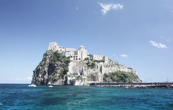 The sky, people, fortress, Italy, pond