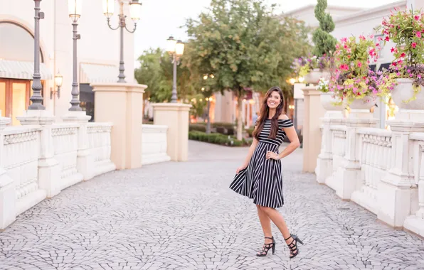 Summer, look, girl, the city, smile, street, model, dress