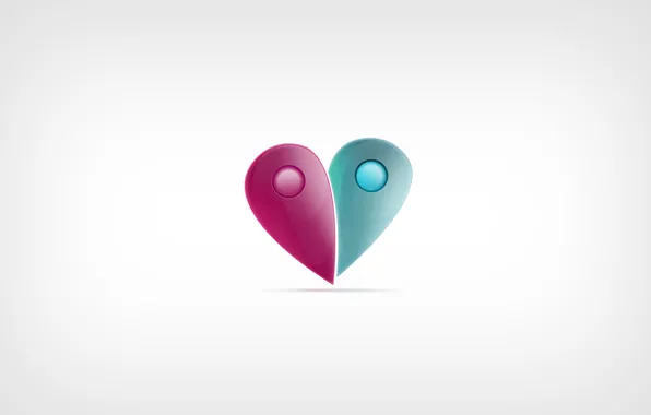 Heart, Love, heart, pink, blue, circles, halves, pink love