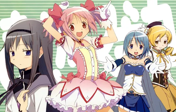 Emotions, gloves, friend, blue hair, mahou shoujo madoka magica, pink hair, homura akemi, madoka kaname