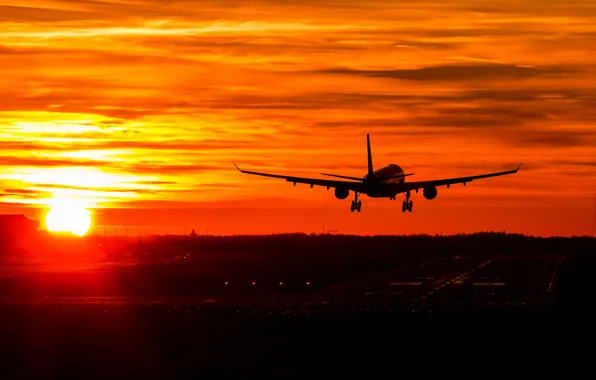 Picture the sky, sunset, the plane