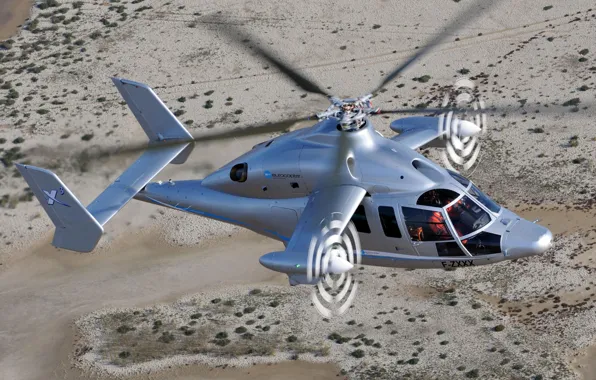 Picture Desert, Flight, Height, Helicopter, Rotorcraft, Eurocopter