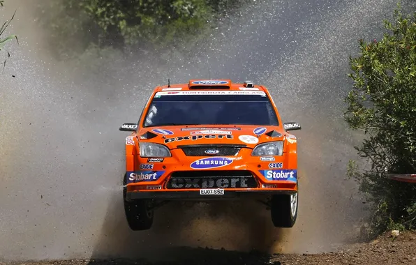 Picture Ford, Water, Orange, Squirt, Focus, rally, WRC, the front