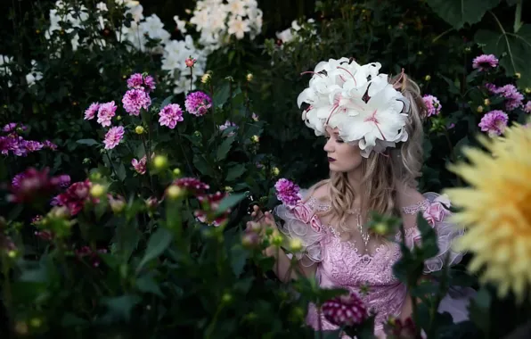Girl, flowers, style