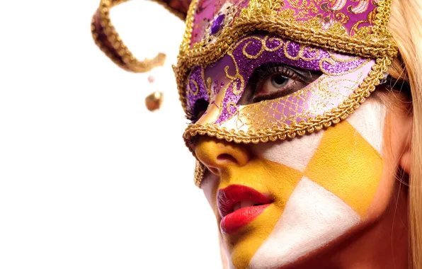 Girl, face, makeup, mask, masquerade