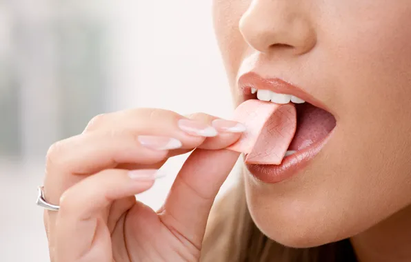 Picture woman, lips, hand, gum, teeth