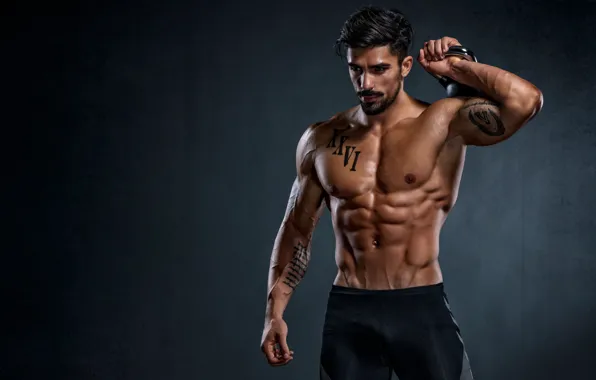 Tattoo, muscle, muscle, press, weight, training, athlete, workout