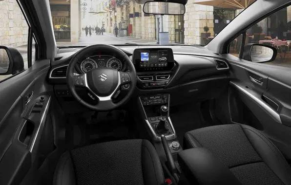 Interior, the wheel, Suzuki, display, SX4, car interior, S-Cross, Suzuki SX4 S-Cross