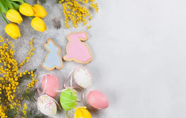 Flowers, eggs, spring, colorful, Easter, tulips, wood, flowers