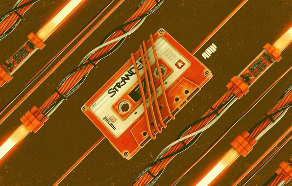 Orange, wire, cassette, audio