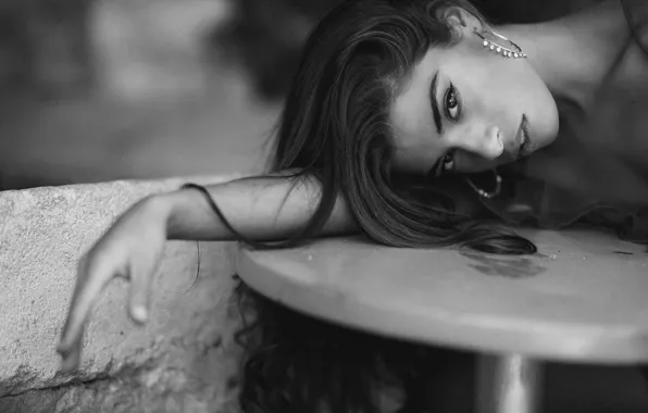 Girl, model, makeup, black and white, Chris Bos, Chiara Bianchino