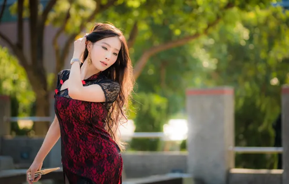 Girl, Asian, cutie, bokeh