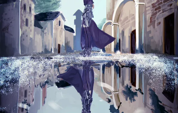 Girl, reflection, art, Joan of arc, Fate / Grand Order