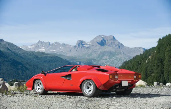 Picture Lamborghini, Red, Mountain, Countach, Supercar, S