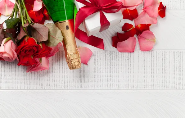 Love, flowers, gift, romance, roses, petals, love, happy